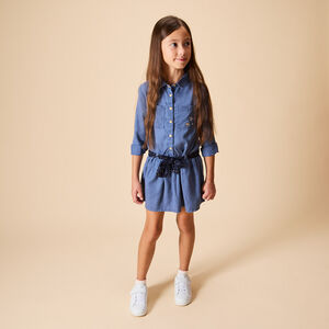 Vestido camisa de manga larga con cinturón para niña  Main Vestido camisa de manga larga con cinturón para niña