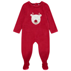 Pelele en terciopelo con parche de reno de Papá Noel para bebé niño Main Pelele en terciopelo con parche de reno de Papá Noel para bebé niño