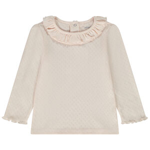 Camiseta de manga larga de punto calado para bebé niña 