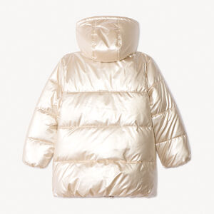 Chaqueta acolchada con capucha de tejido iridiscente forrada en sherpa para niña 