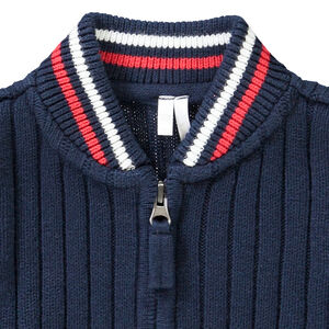 Gilet en tricot manches longues avec bandes contrastées pour bébé garçon 