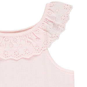 Camiseta sin mangas con volante en brodería inglesa para niña  Main Camiseta sin mangas con volante en brodería inglesa para niña