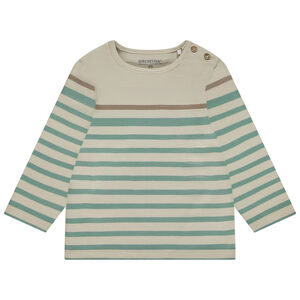 Camiseta rayada con botones de coco para bebé niño 