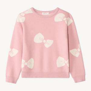 Pull manches longues semi-oversize motif nœud pour fille  Main Pull manches longues semi-oversize motif nœud pour fille