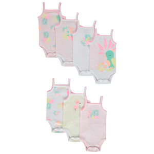 Pack de 7 bodies sin mangas con motivos de pájaros tropicales para bebé niña 
