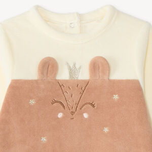 Pijama de terciopelo para bebé niña con motivo de ciervo. 