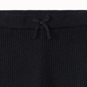 Calzoncillo largo de punto acanalado liso con lazo decorativo para niña 