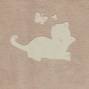 Pelele de terciopelo liso beige con gato de fantasía para bebé 