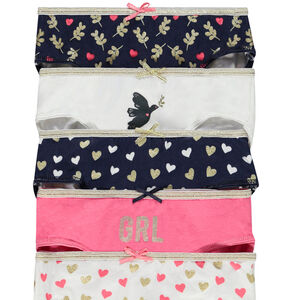 Pack de 5 braguitas con estampado de corazones brillantes niña 