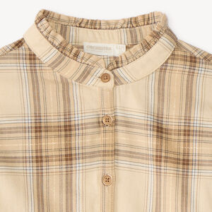 Chemise fille manches longues à carreaux col volanté 