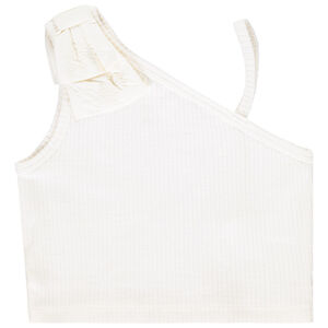 Camiseta sin mangas de punto acanalado con nudo en el hombro para niña 