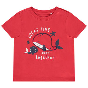 Camiseta de manga corta lisa con estampado de ballena para bebé niño 