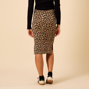 Falda larga de leopardo con abertura para mujer 