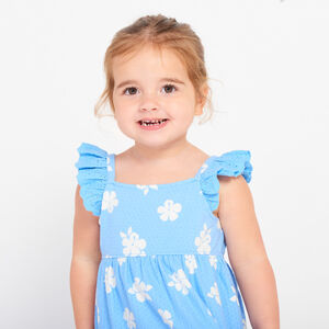 Vestido de punto cloqué con estampado de flores para bebé niña 