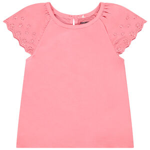 Camiseta manga corta en bordado inglés para bebé niña 