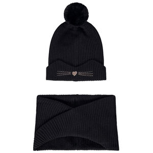 Conjunto de punto gorro gato + cuello para niña  Main Conjunto de punto gorro gato + cuello para niña