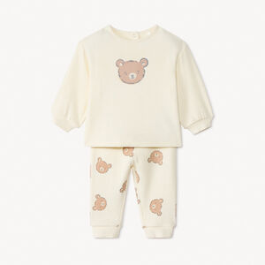 Conjunto de jogging con osito de punto nido de abeja para bebé  Main Conjunto de jogging con osito de punto nido de abeja para bebé