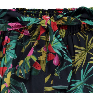 Pantalón pantacourt fluido con cinturón y estampado exótico niña 