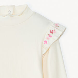 Camiseta interior con cuello chimenea y mangas con volante para bebé niña 