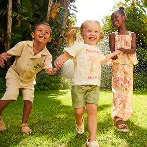 Conjunto de 2 piezas camiseta + pantalones cortos con estampado de palmeras para niña bebé 