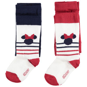 Pack de 2 leotardos gruesos con Minnie Disney en jacquard y rayas 