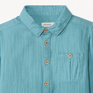 Camisa de manga larga lisa con bolsillo para niño 