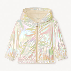 Cortavientos de tela iridiscente con capucha para niña bebé 