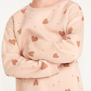 Vestido de sudadera para niña con estampado de corazón 