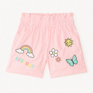 Pantalones cortos de tela con rayas bordadas Billie Boo para niña 