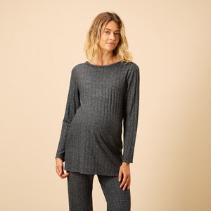 Set de pijama 2 piezas liso con efecto acanalado para mujer 