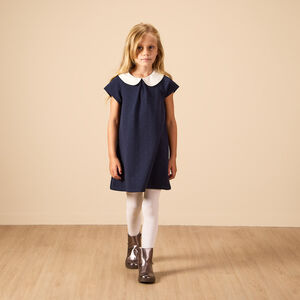 Vestido de manga corta con corazones en relieve y cuello tipo claudine para niña 