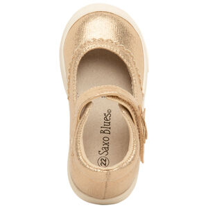 Babies doradas con velcro y detalle de mariposa para bebé niña 