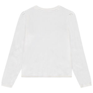 Chaqueta de punto lisa con botones con purpurina para niña 