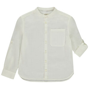 Camisa de manga larga con mangas enrollables lisa para niño 