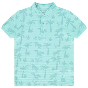 Polo de manga corta estampado de palmeras y leopardos para niño 