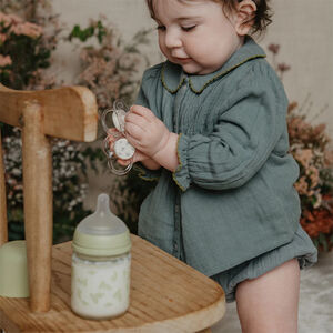 Biberón de vidrio con tetina fisiológica SX Pro S 120ml Poetry verde 