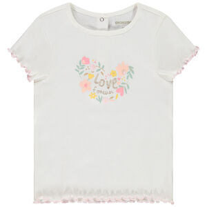 Camiseta de manga corta acanalada con estampado floral para bebé niña 
