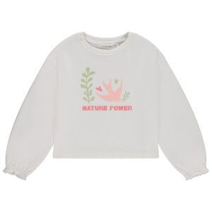 Sudadera corta de felpa con estampado de golondrina para niña 