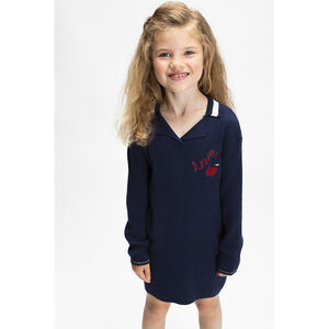 Robe manches longues en tricot effet côtelé pour fille Main Robe manches longues en tricot effet côtelé pour fille