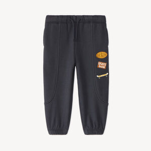 Pantalones de chándal para bebé niño forrados de felpa con parche de patinaje. 