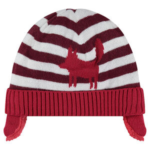 Gorro de punto con forro de sherpa y rayas con dibujo de jaquard 