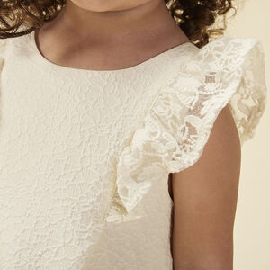 Vestido de ceremonia en jacquard con mangas bordadas para bebé niña  Main Vestido de ceremonia en jacquard con mangas bordadas para bebé niña