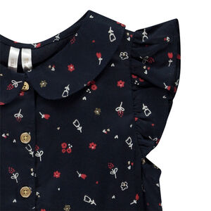 Túnica de manga corta con lazo y estampado de flores para niña bebé  Main Túnica de manga corta con lazo y estampado de flores para niña bebé