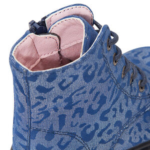 Botines azules con cordones efecto fantasía  