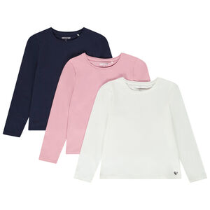 Pack de 3 camisetas de manga larga con estampado de corazones para niña 