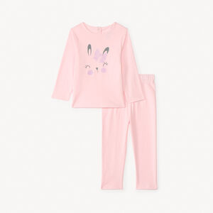 Conjunto de pijama largo de jersey estampado para niña. 