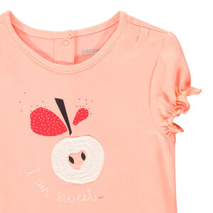 Camiseta de manga corta con volantes de algodón para bebé niña 