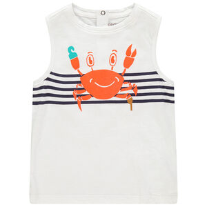 Camiseta sin mangas en algodón orgánico rayas print animal 