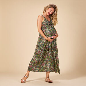 Vestido largo sin mangas estampado selva para mujer 