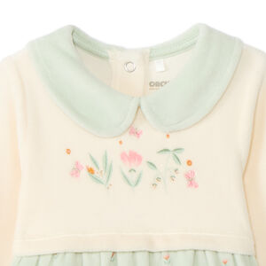 Pelele de terciopelo efecto 2 en 1 con motivos florales para bebé niña 